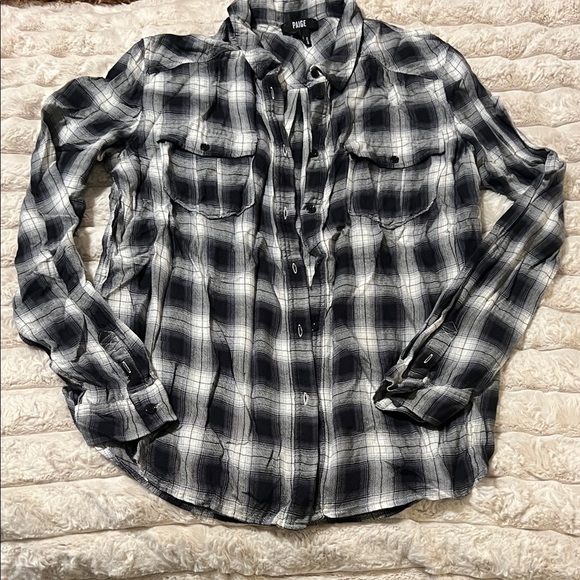 PAIGE Tops - PAIGE Black and White Checkered Shirt